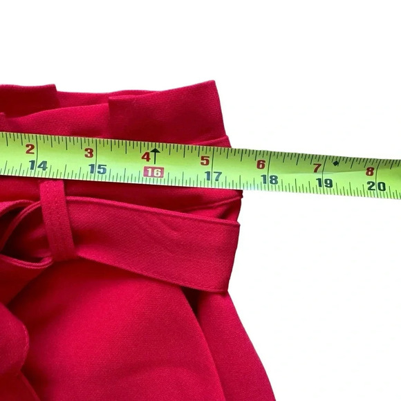 Banana Republic Red Straight Pencil Belted Skirt Ruffle Pockets Size 12 - Picture 5 of 9
